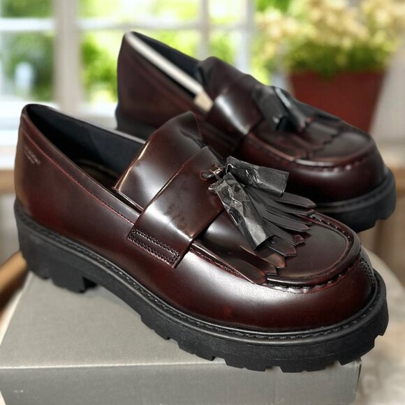 Vagabond Shoemakers Cosmo 2.0 Leather Tassel Lug Loafer Dark Bordo Women EU 40 - Picture 7 of 16